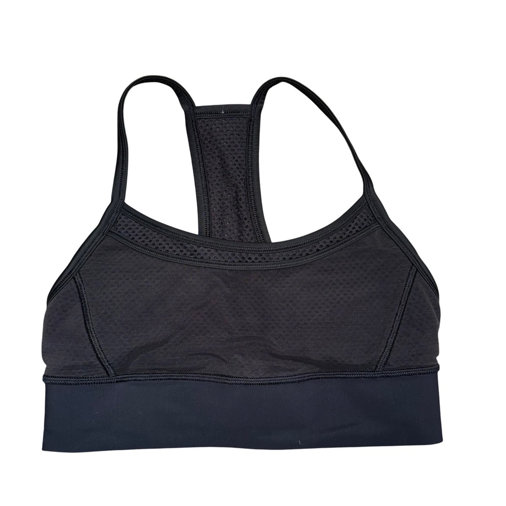 Lululemon Invigorate Sports Bra Women 6 Black Excellent Mesh Racerback